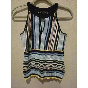INC Women's Striped Halter Tank Top Multicolor Size M Sleeveless